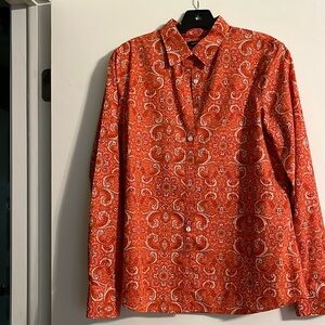 Lands’ End red paisley print blouse sz 8